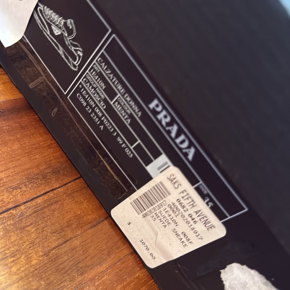 Prada Green Suede Sneakers with White Laces - Picture 11 of 11